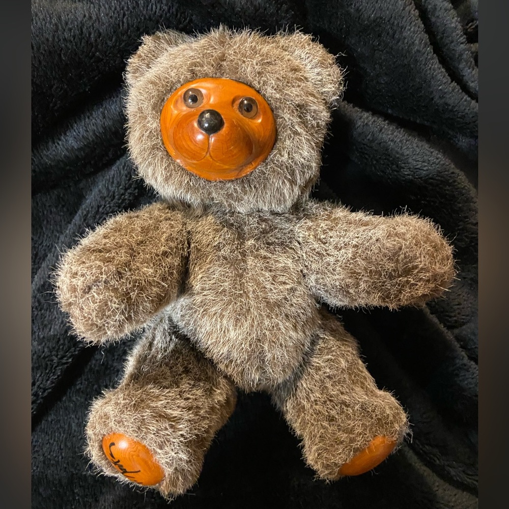 Vintage Robert Raikes Teddy Bear Jamie 5453 Wood Face Jointed 9” Applause 1985